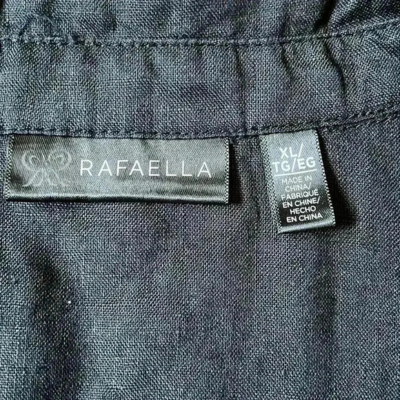 Rafaella Black  Linen SS Women Shirt- SZ XL - Picture 2 of 6